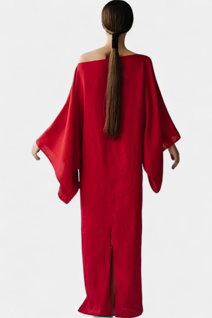 Filipa - Lanena in bombažna kimono obleka s pasom