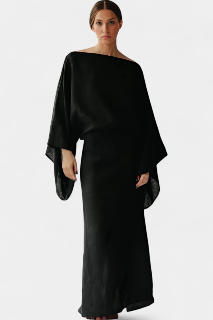 Filipa - Lanena in bombažna kimono obleka s pasom