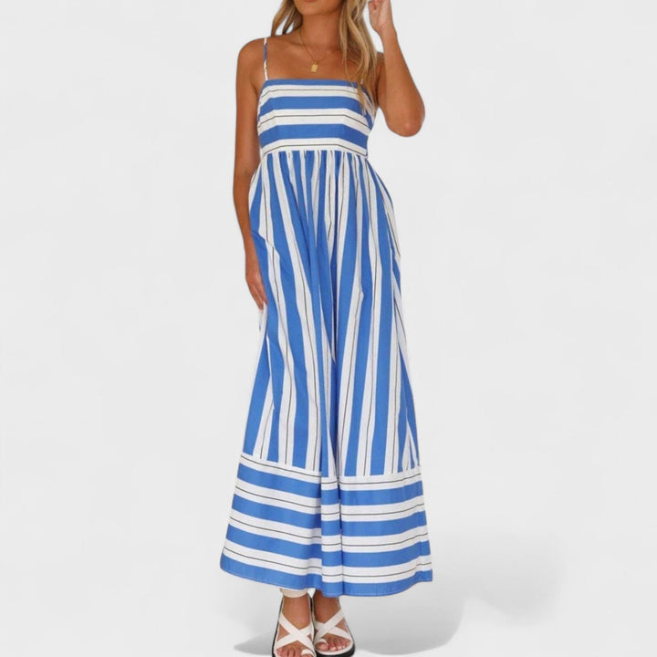 Isabel - Dolga črtasta obleka