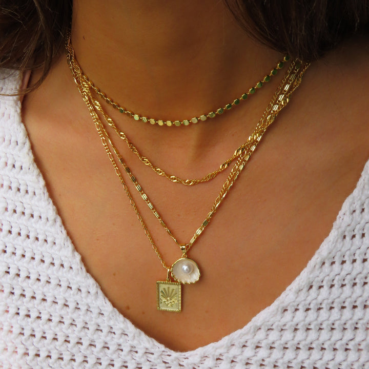 Lara - Ogrlica v obliki pravokotnika s sončno ilustracijo