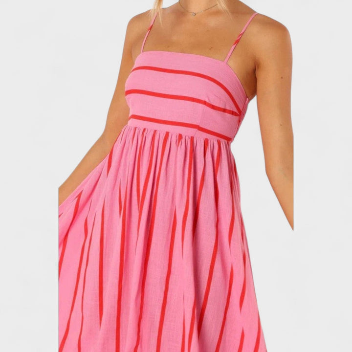 Isabel - Dolga črtasta obleka