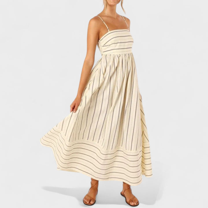 Isabel - Dolga črtasta obleka